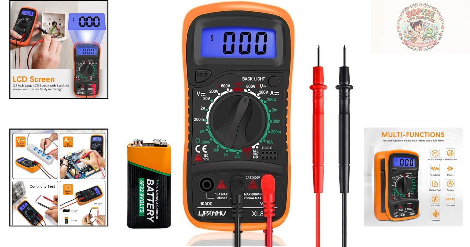 High-Quality Orange & Black Digital Multimeter – Ideal for Home and Workshop Use
