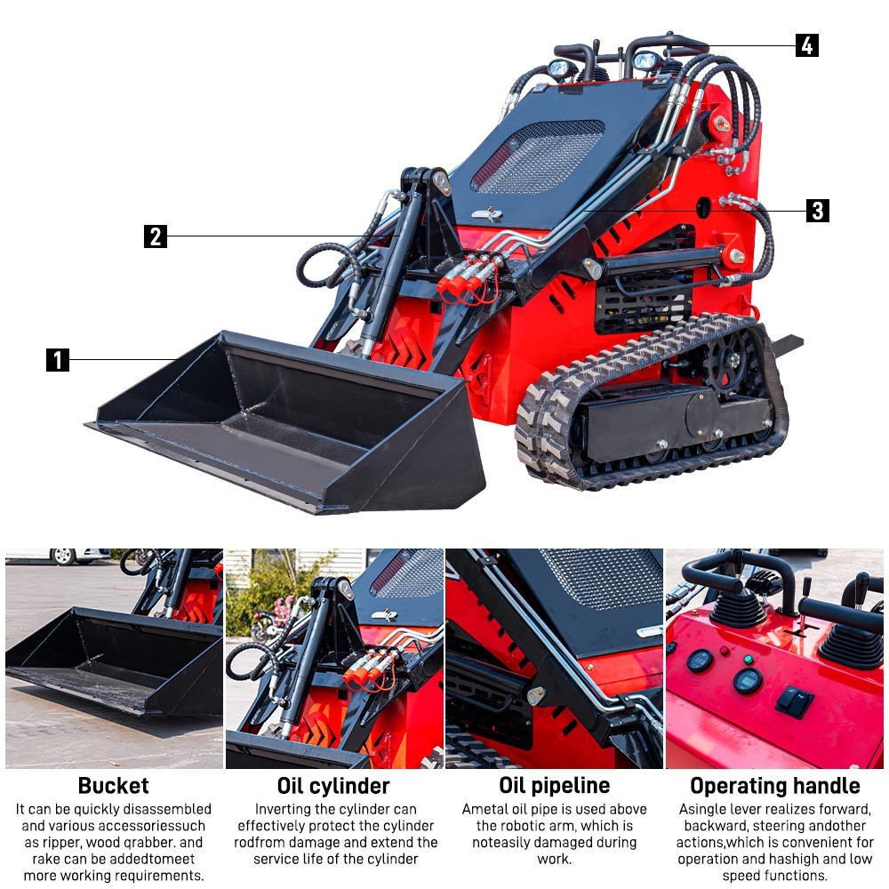 2025 Mini Crawler Track Skid Steer Loader B&S 13.5HP EPA Gas Vertical