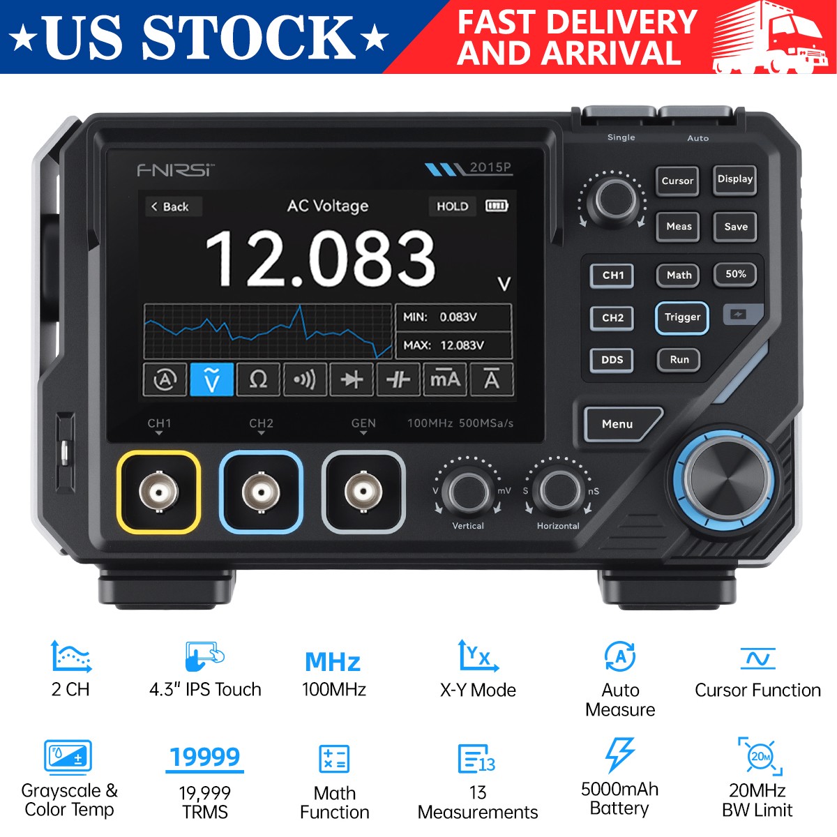 FNIRSI-2D15P Digital Multimeter Oscilloscope Signal Generator Duan Channel 100M/