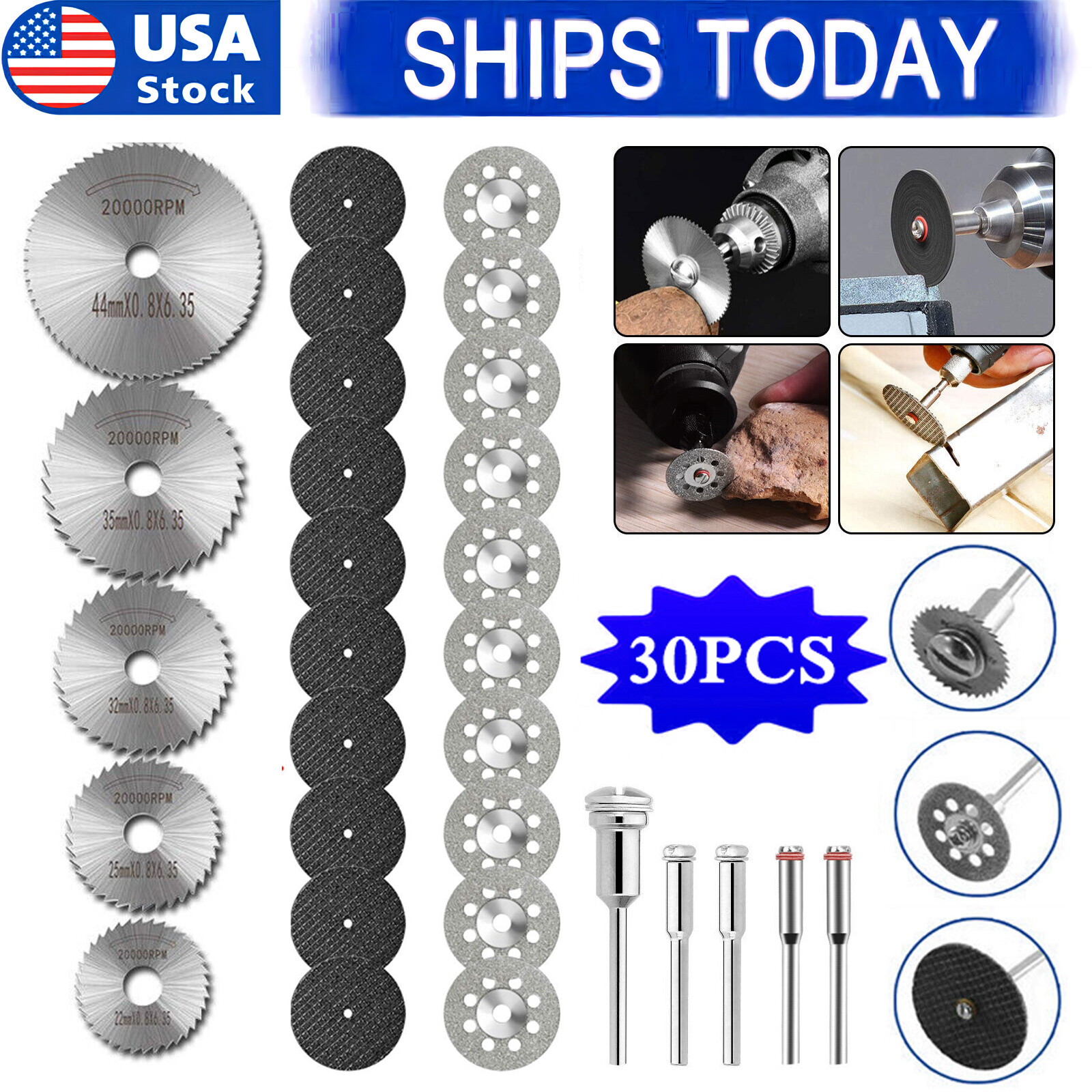 30Pcs Cutting Wheel Set Drill for Dremel Rotary Tool Accessories w/ 1/8″ Mandrel