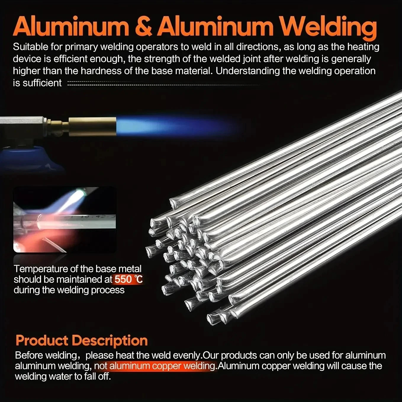 10x Aluminum Rods Low Temperature Easy Melt Aluminum Welding Rods Welding Sticks