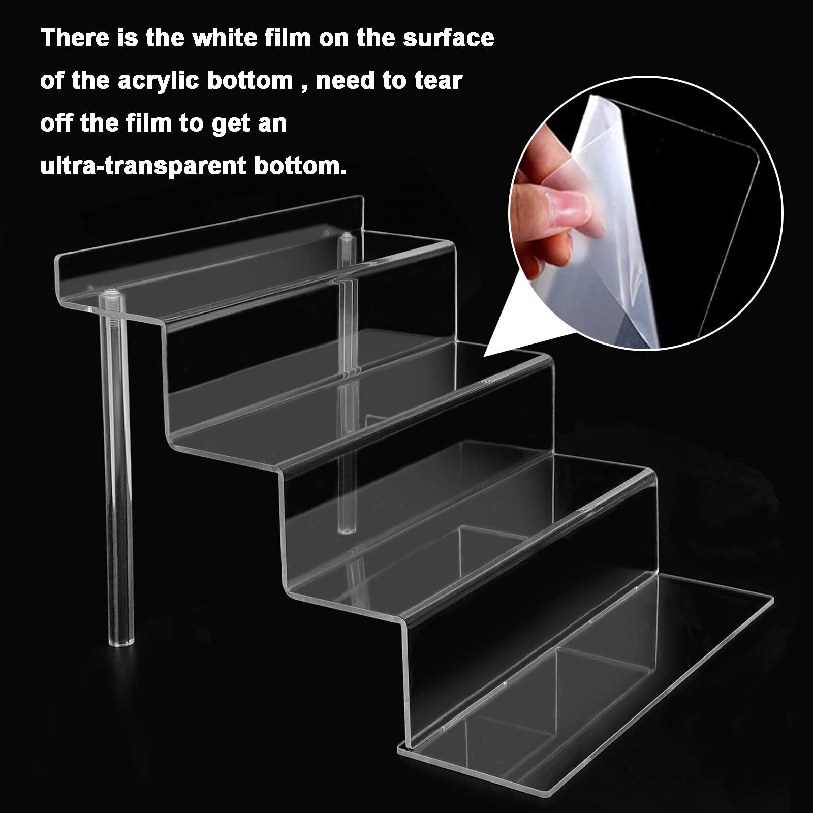 2 Sets 4 Tier 9” Acrylic Riser Display Shelf Clear Risers for Display,Clear Perf