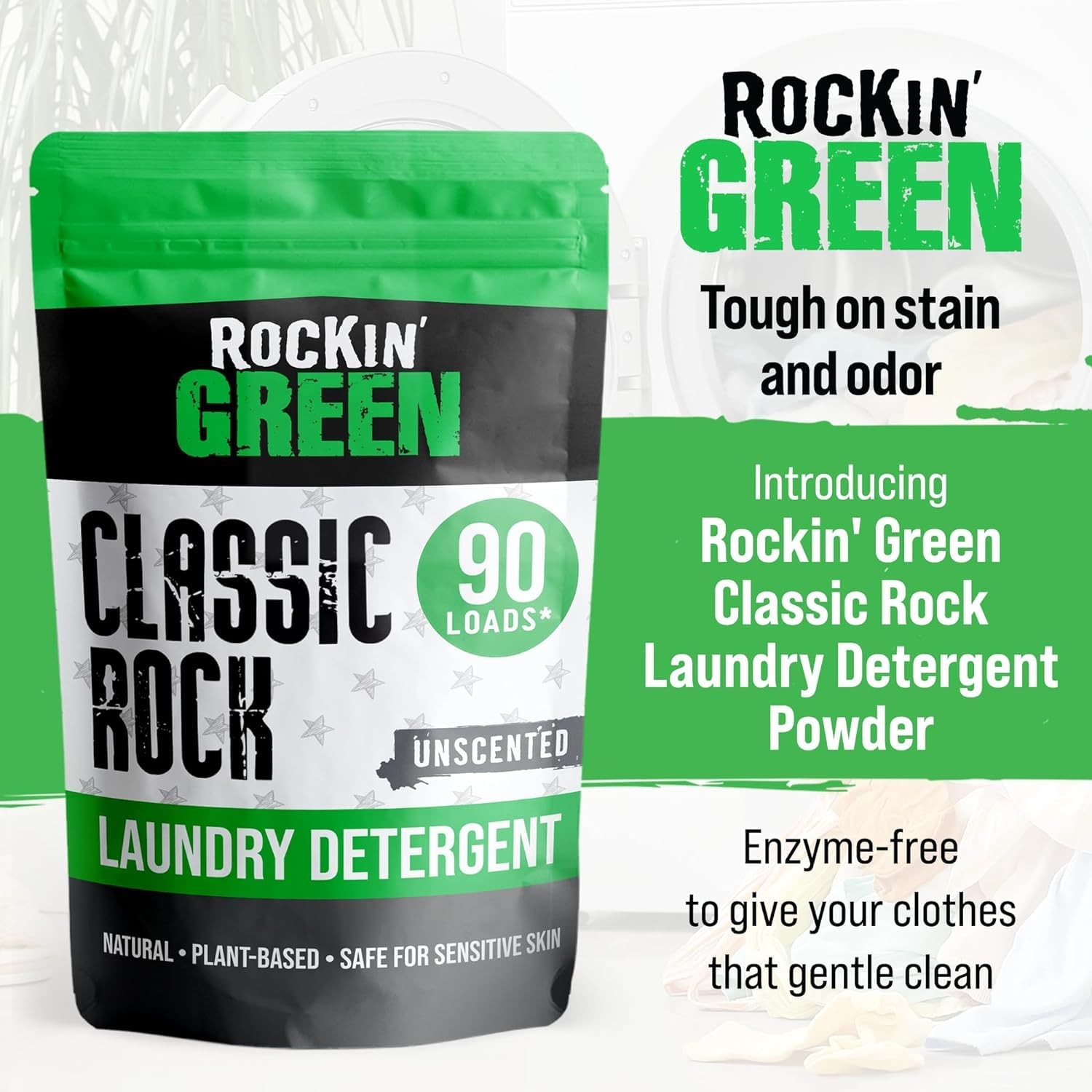 Rockin’ Green Classic Rock Laundry Detergent Powder (90 90 Loads, Unscented