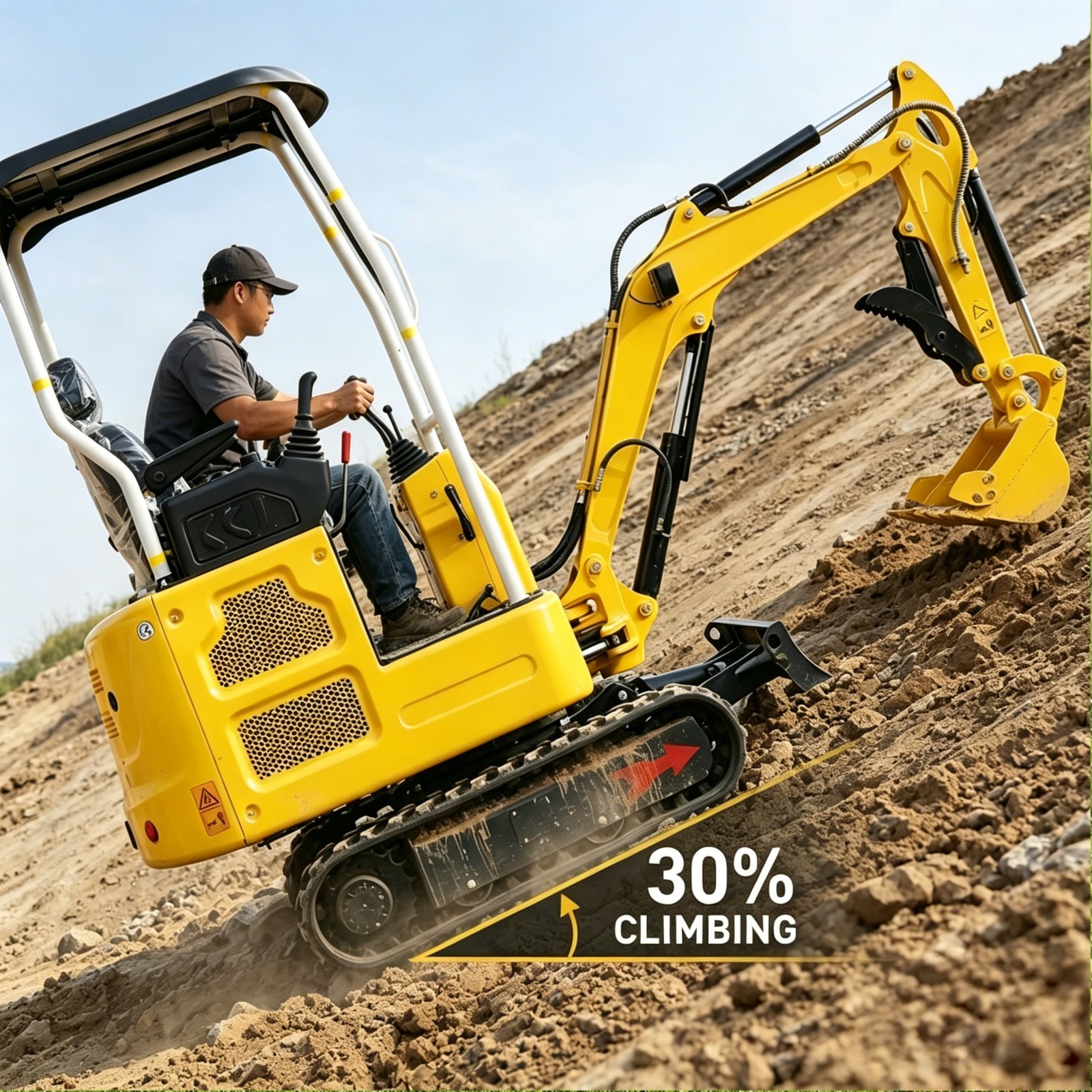 1.8TON Mini Excavator Kubota Engine Side Swing & Extendable Tracks 7 Attachments