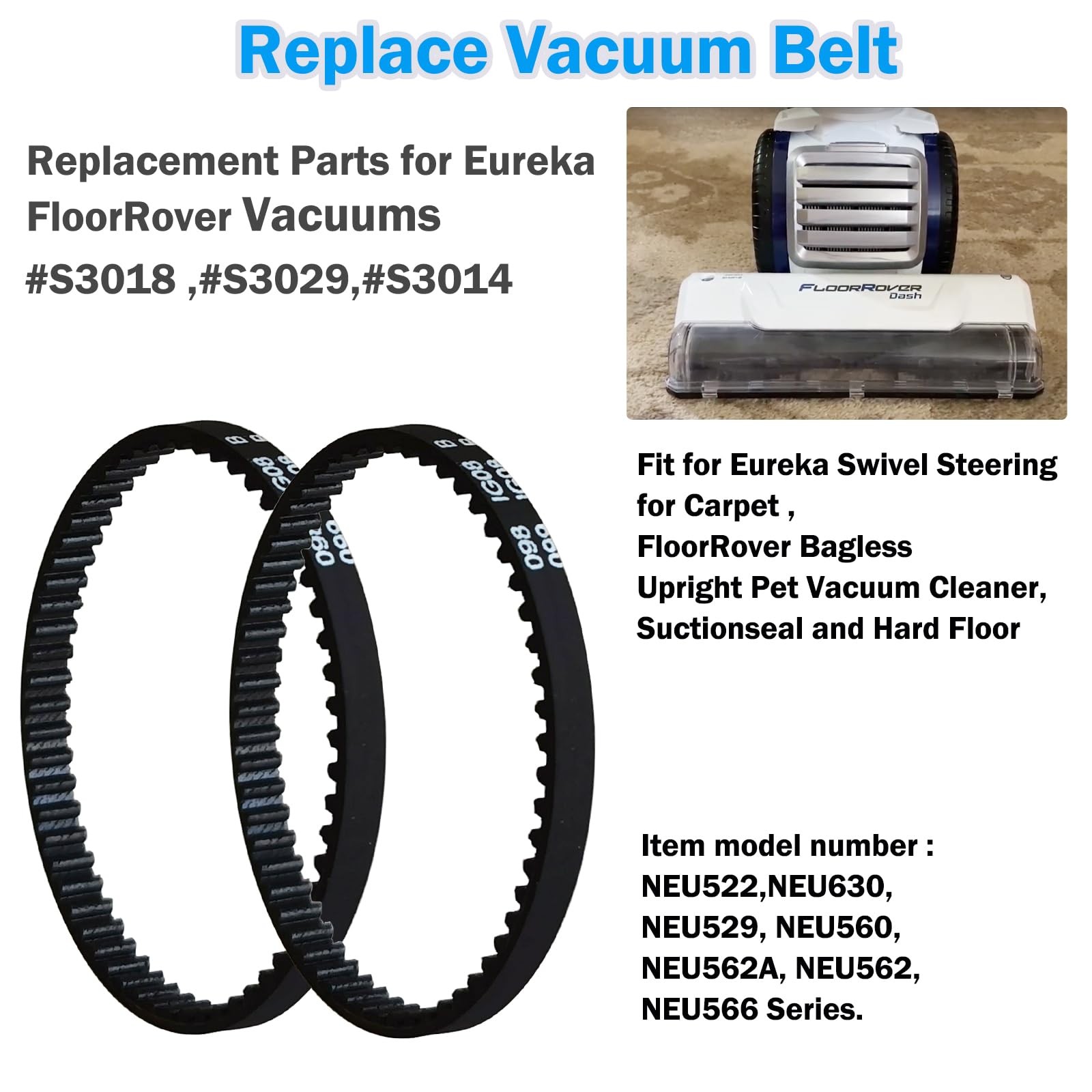 Vacuum Belts Replacement for Eureka FloorRover Bagless Upright Pet Vacuum…