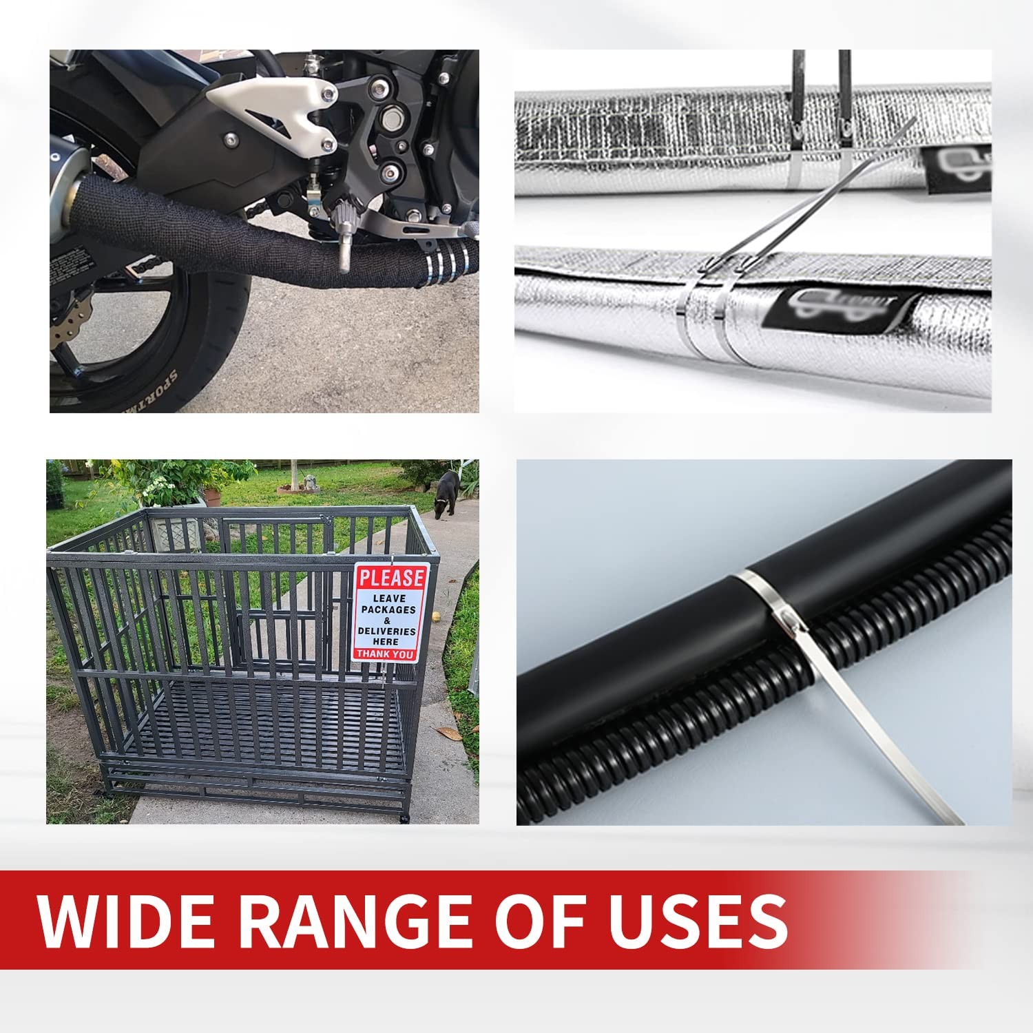 Metal Zip Ties 11.8 inch 100pcs 11.8x 0.18 x 0.01 inches (L*W*T), Silver