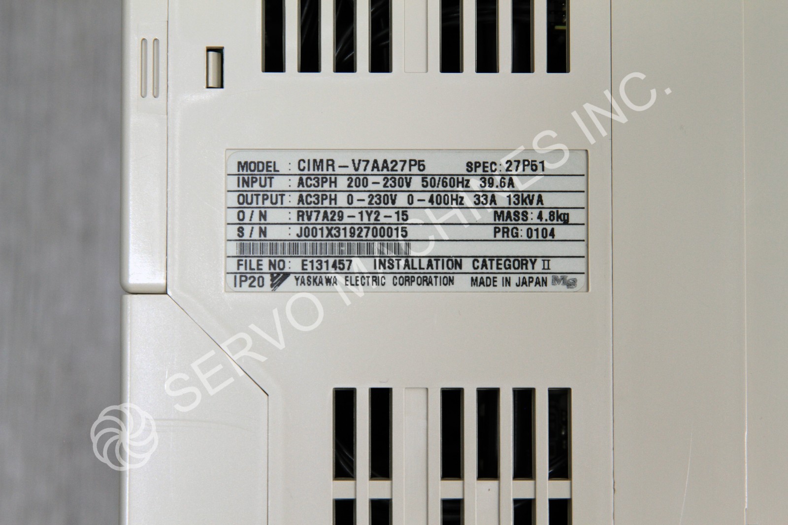 YASKAWA VFD CIMR-V7AA27P5 VARIABLE FREQUENCY DRIVE WITH 1 YEAR WARRANTY