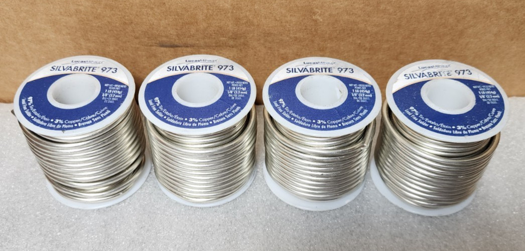 Qty 4 Silvabrite Lead Free Solder Roll 1 lb. 1/8″ 97/3 Plumbing – Lucas Milhaupt