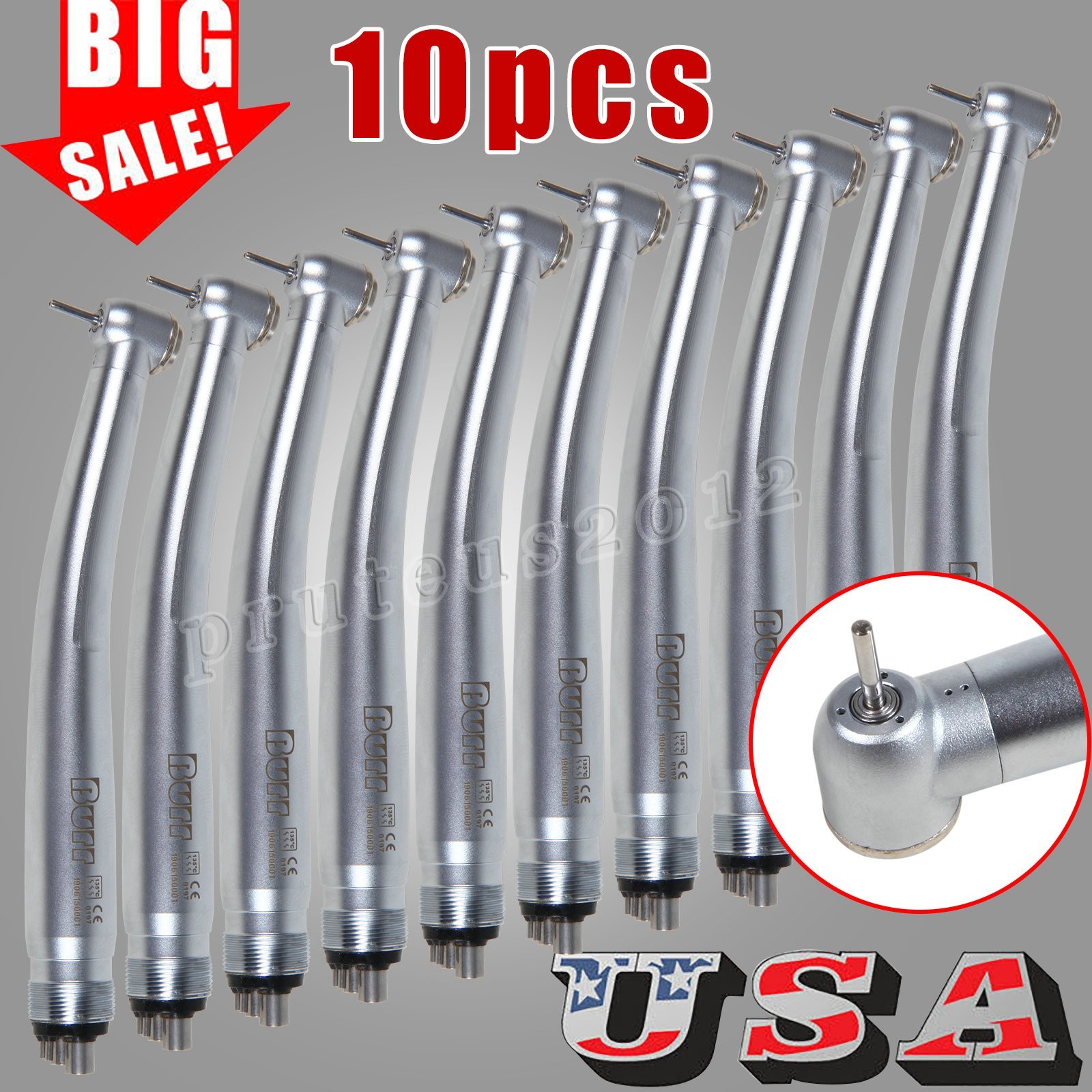 10pcs NSK PANA MAX Style Dental High Speed Handpiece Turbine Push Button 4 Hole