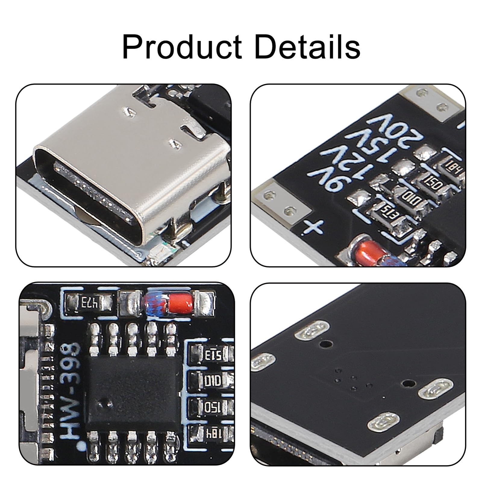 5 pcs USB-C PD Trigger Board PD/QC Fast Charger Module Supports 9V 12V 15V 20V