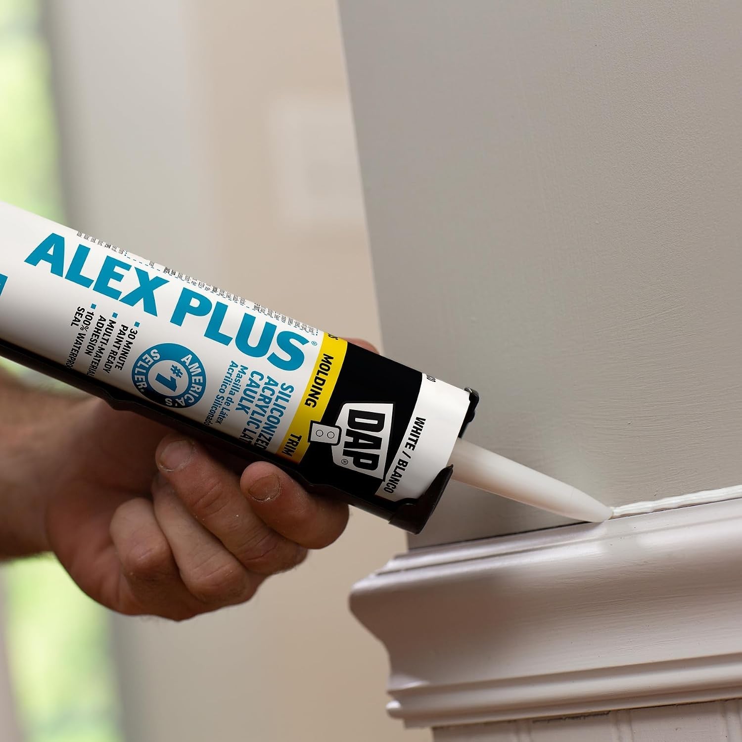 10.1oz White Acrylic Latex Caulk with Silicone for Indoor and Outdoor Use