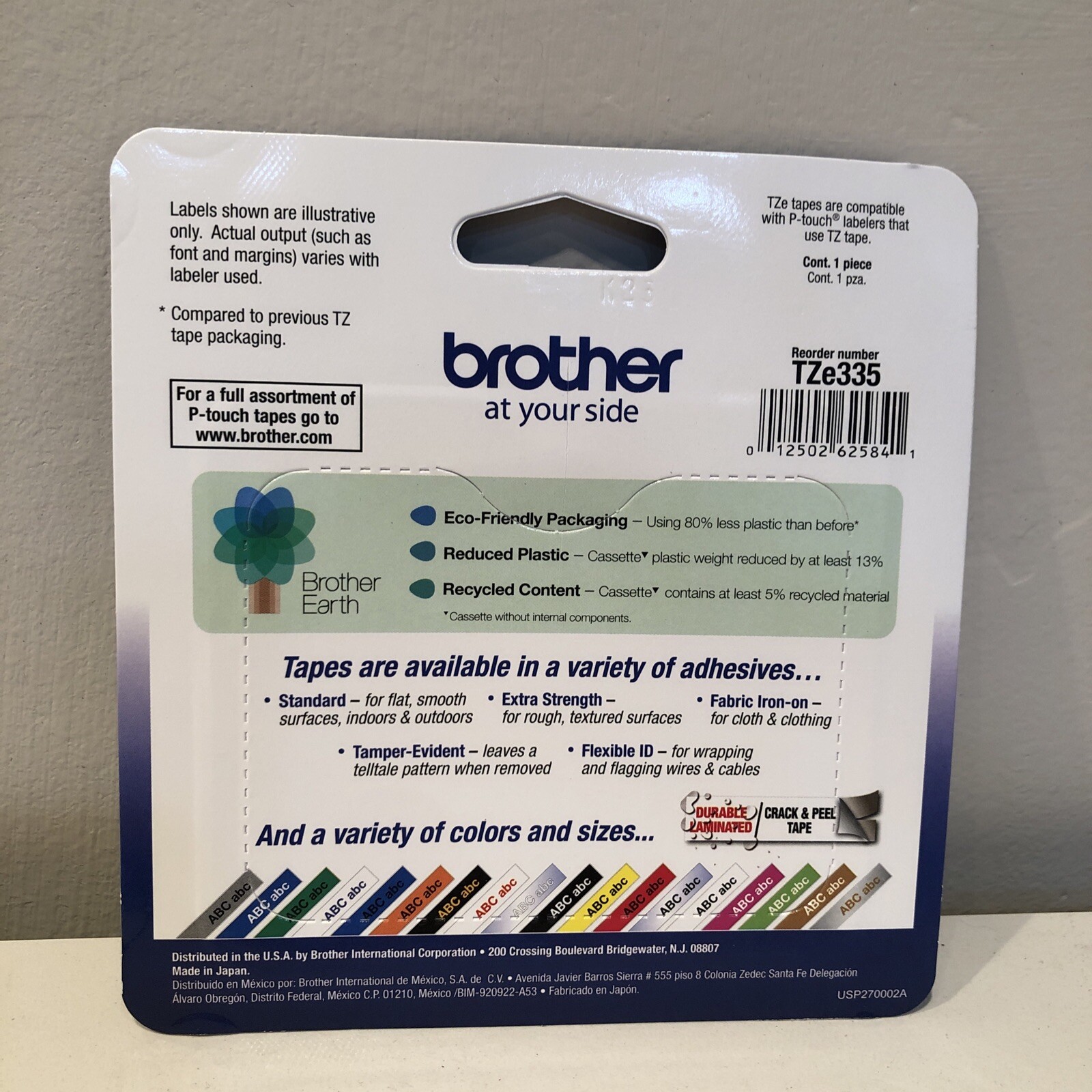 Brother 1/2″ White on Black Tape TZe-335