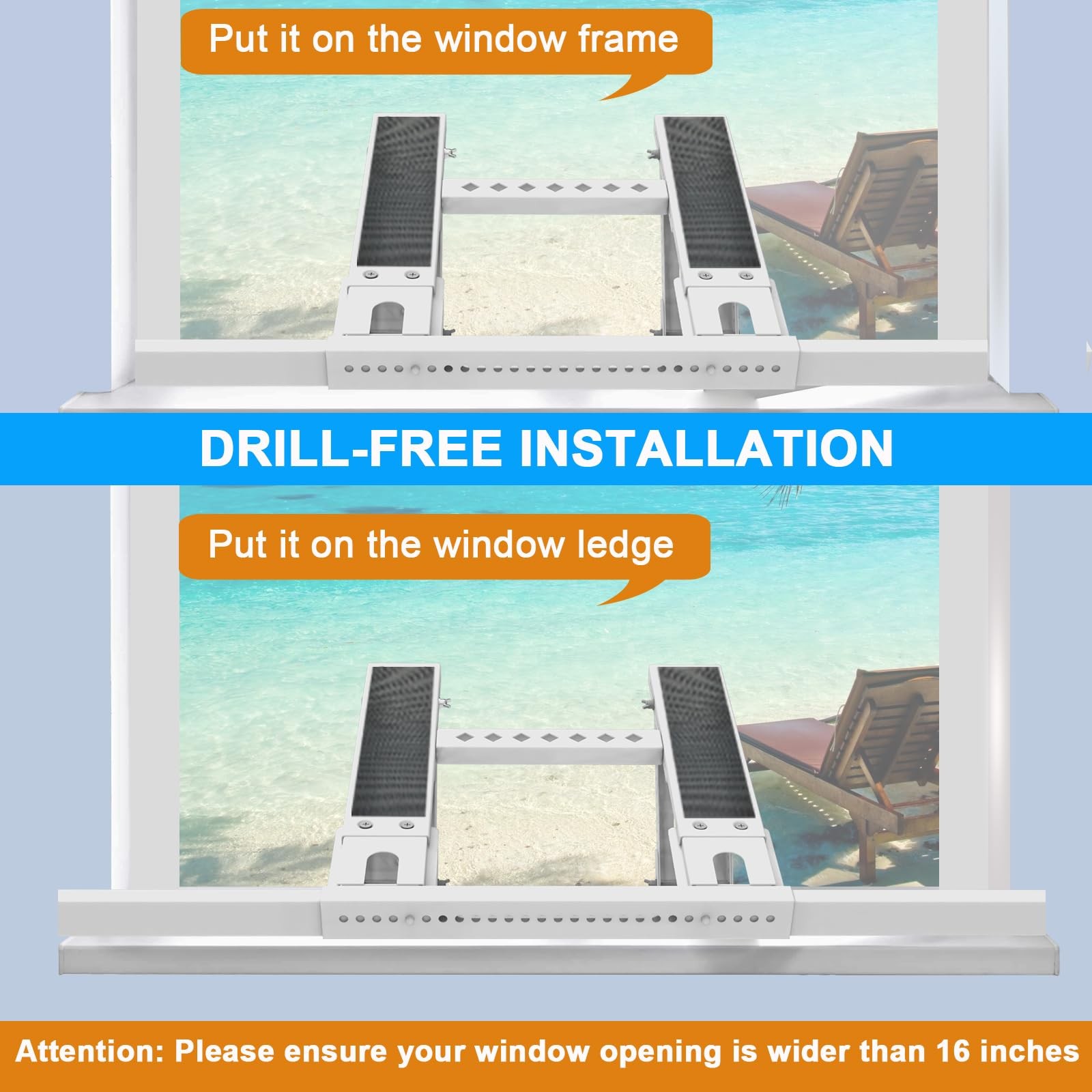 Universal Window Air Conditioner Support Bracket, No 31.5″ to 41.7″, White