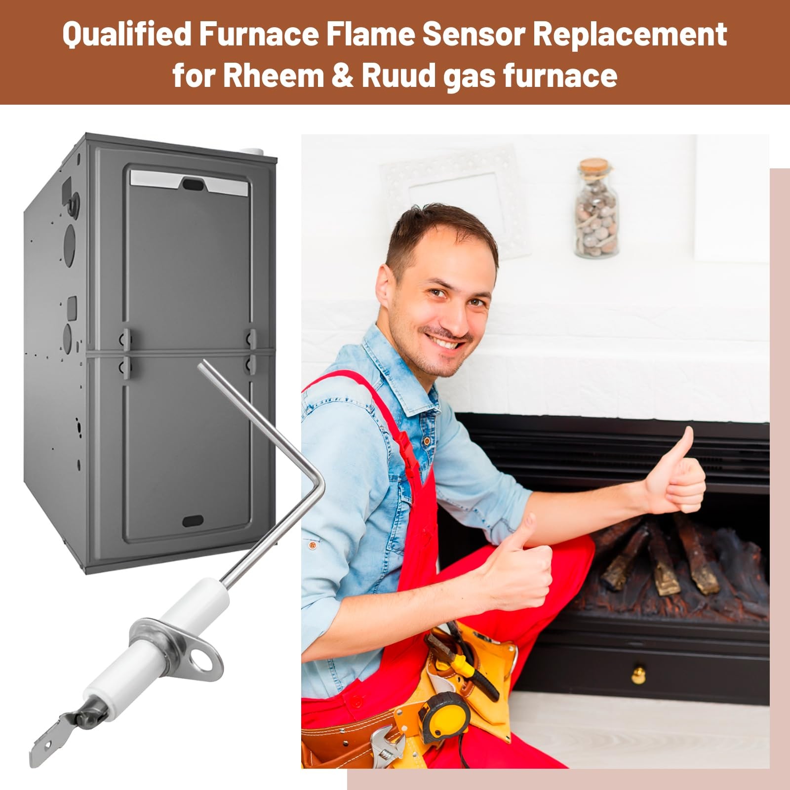 62-23543-01 Flame Sensor for Rheem & Ruud Furnace – 2 Pack
