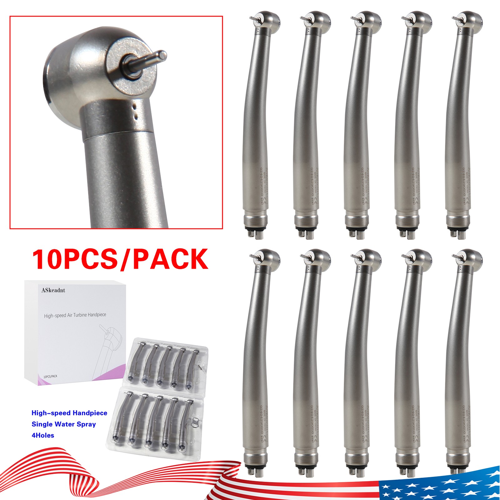 NSK PANA MAX Style Dental High Speed Handpiece Push Button 4Hole Clean Head BURR