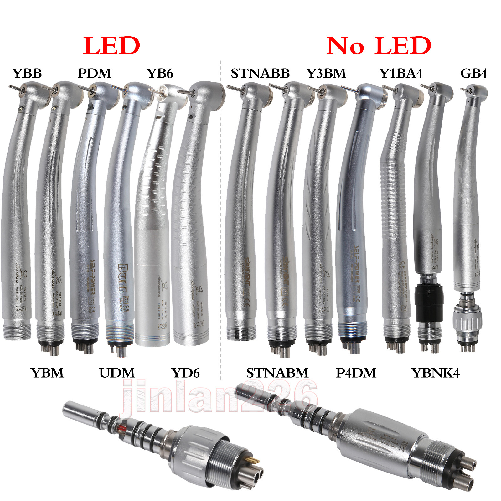 Dental Self-power Fiber Optic LED /E-generator /High Speed Turbine Handpiece