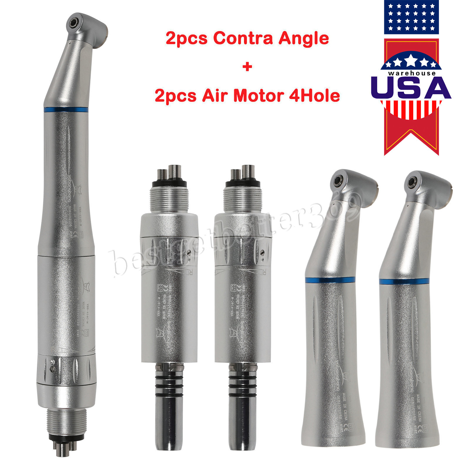 Dental Slow Low Speed Handpiece Push Contra Angle NSK Style Air Motor 4Holes