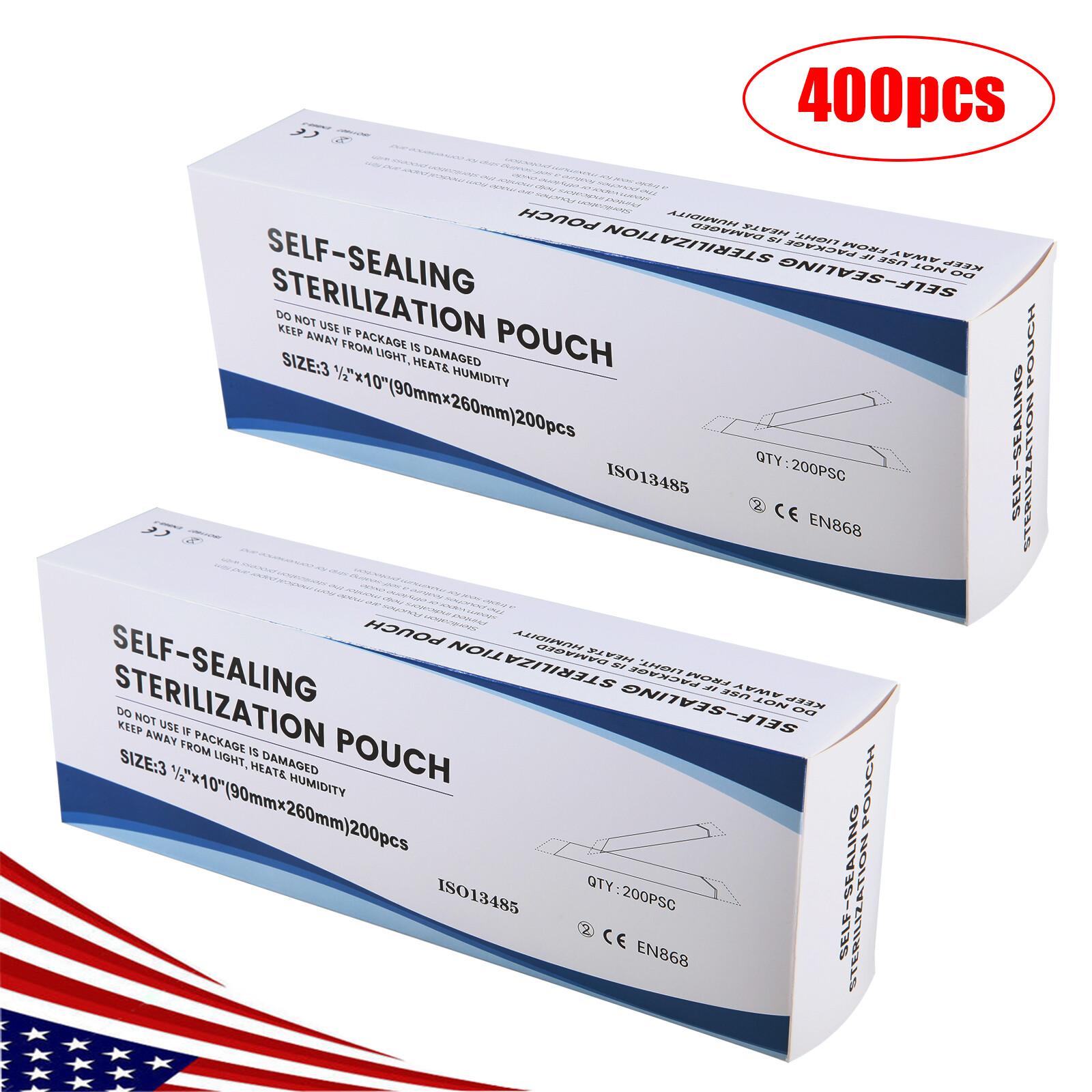 1000 3.5″ x 10″ Dental Sterilization Pouches Sterilizer Autoclave Bags Tool Nail