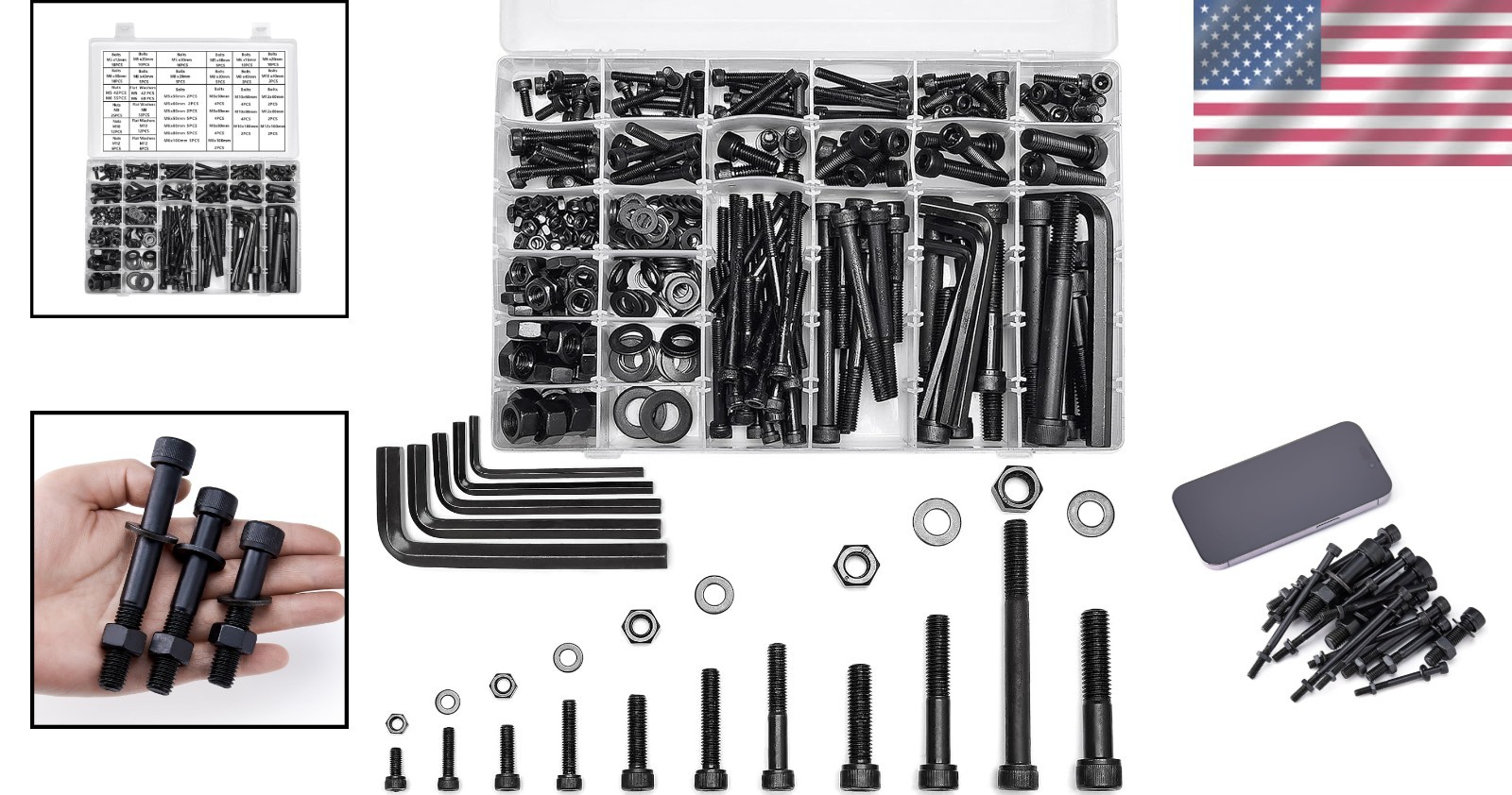 M5 M6 M8 M10 M12 Socket Cap Screws Set 434 Pieces Grade 12.9