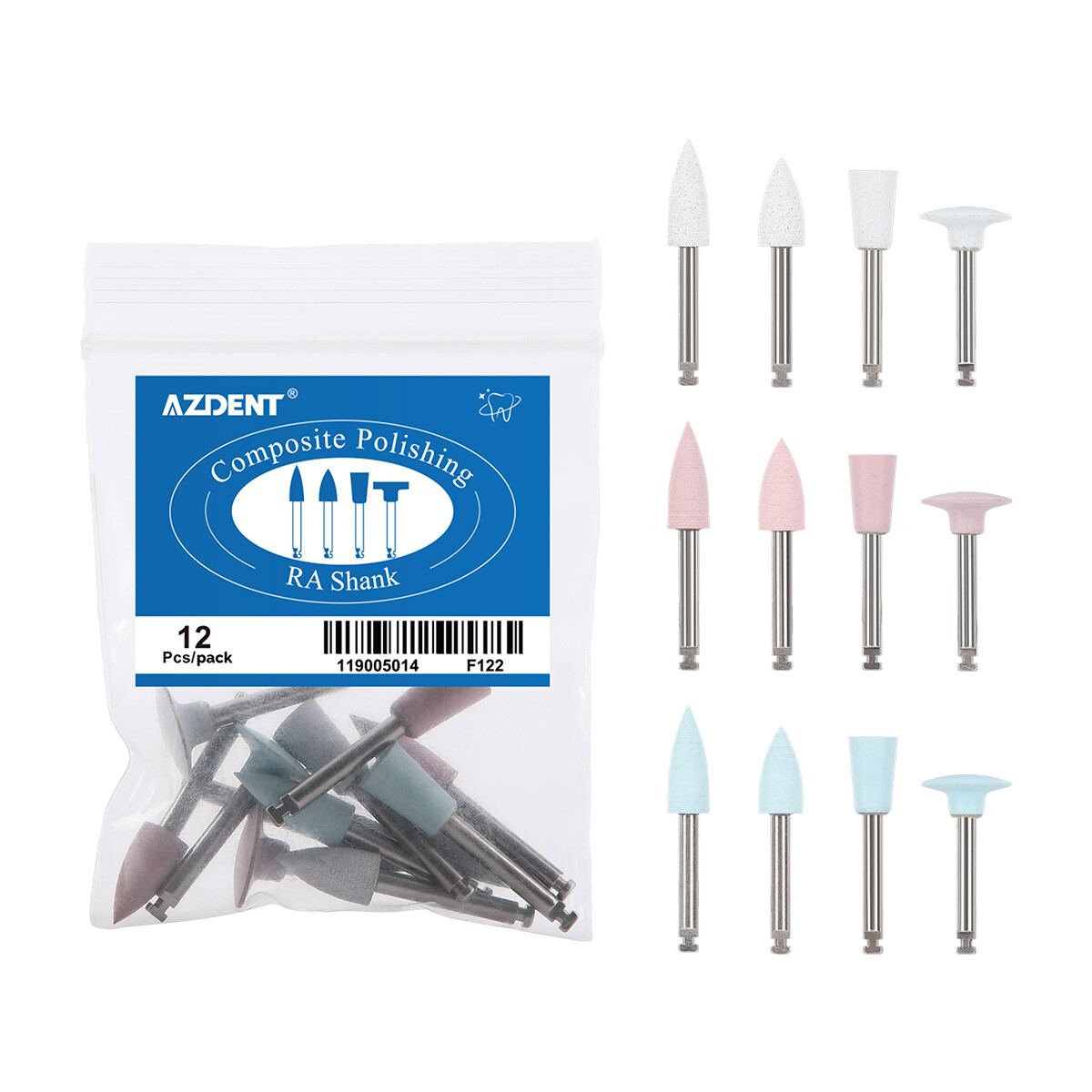 AZDENT Dental Composite Polishing Finishing Burs Silicone Polishers RA 2.35mm