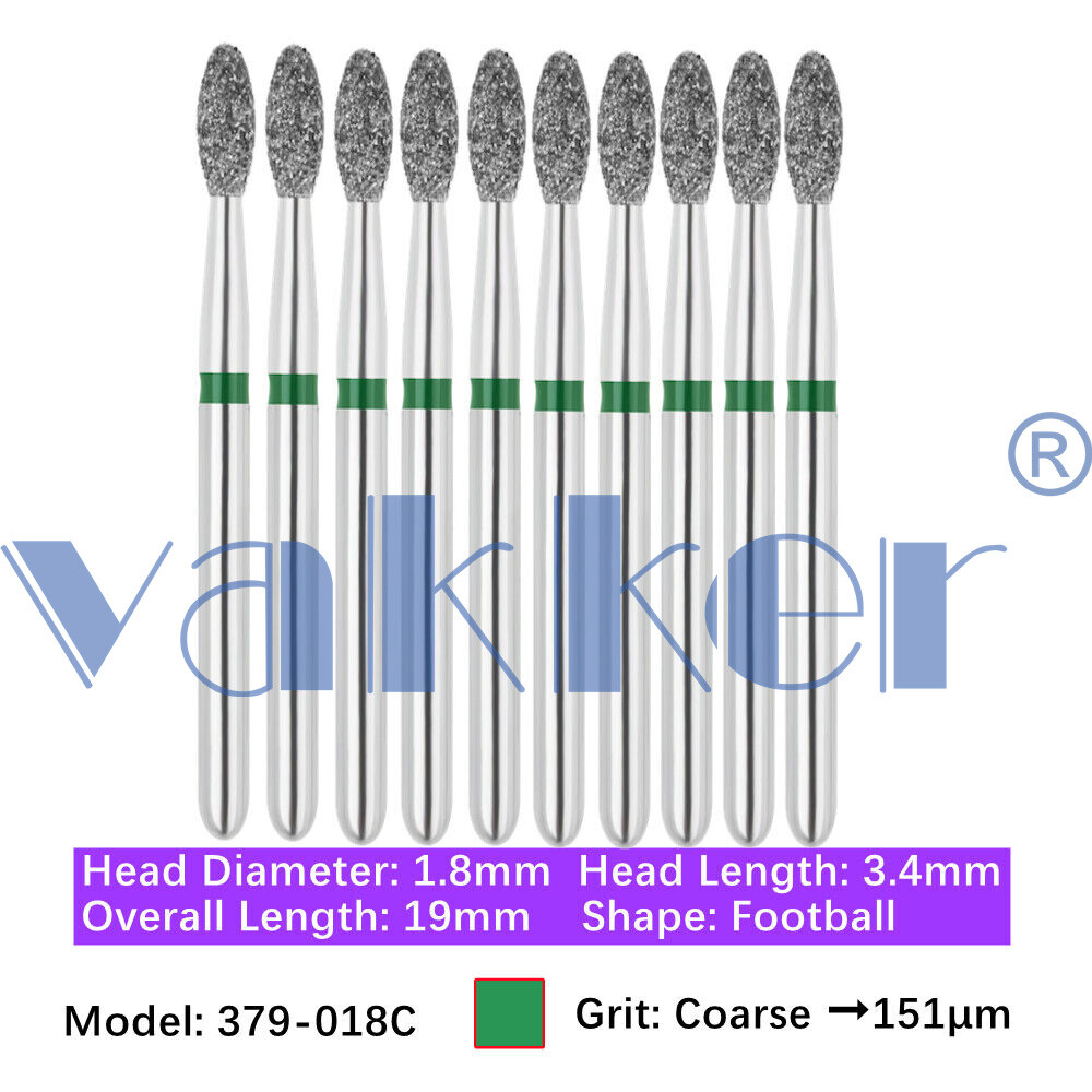 10Burs/pk Dental Diamond Burs FG Round End Taper Pear Coarse / Super Coarse Grit