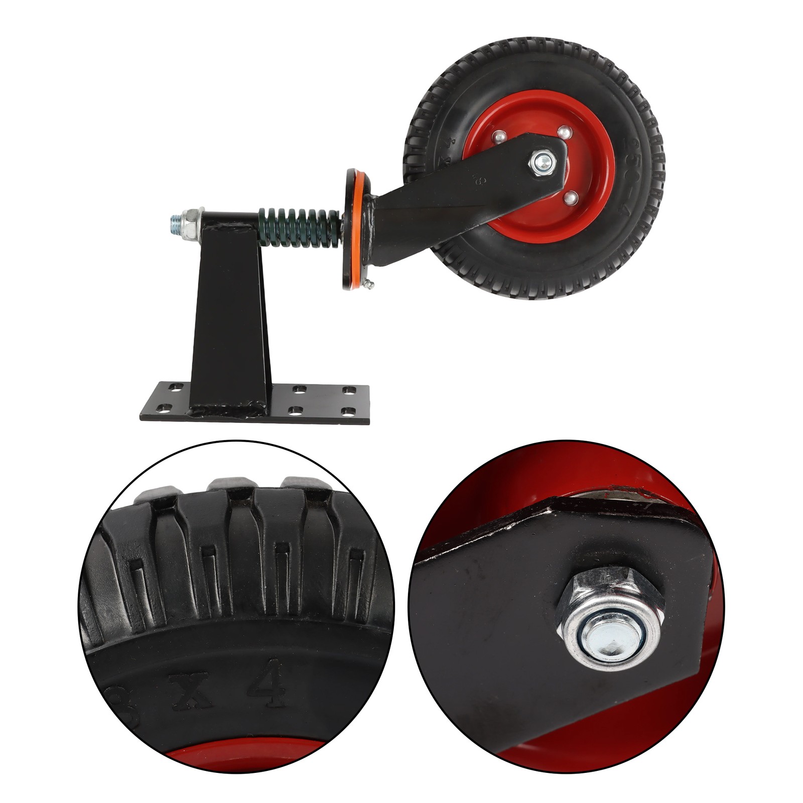 1Pack 8″ Heavy Duty Gate Casters Rubber Wheel Dual installation option 600LB,Red