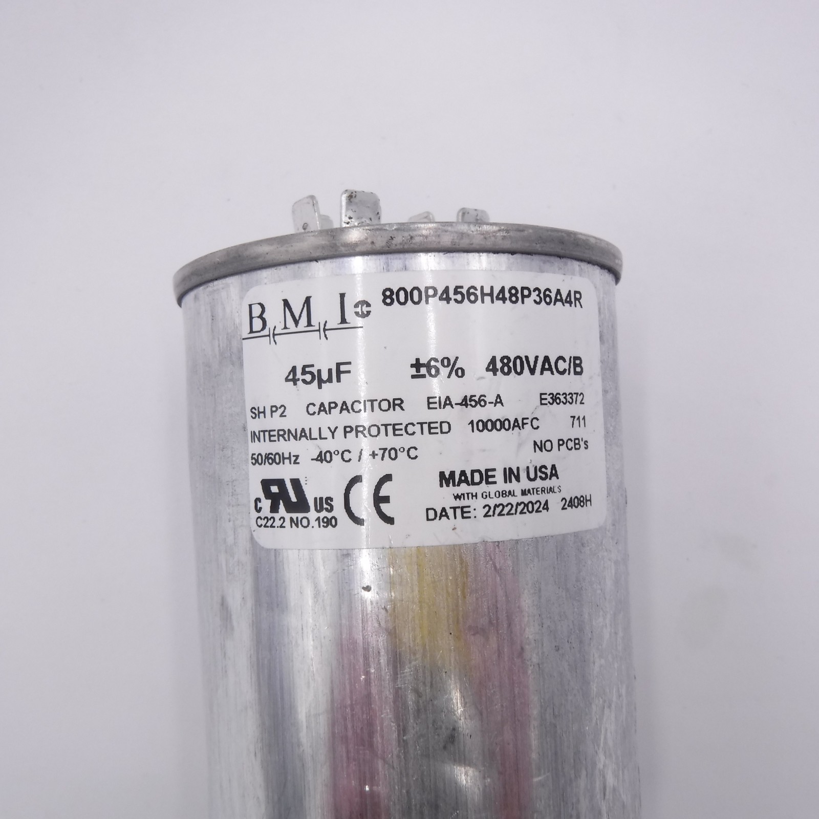 BMI 800P456H48P36A4R Run Capacitor 480VAC 50/60Hz 45µF fits 564/773/774