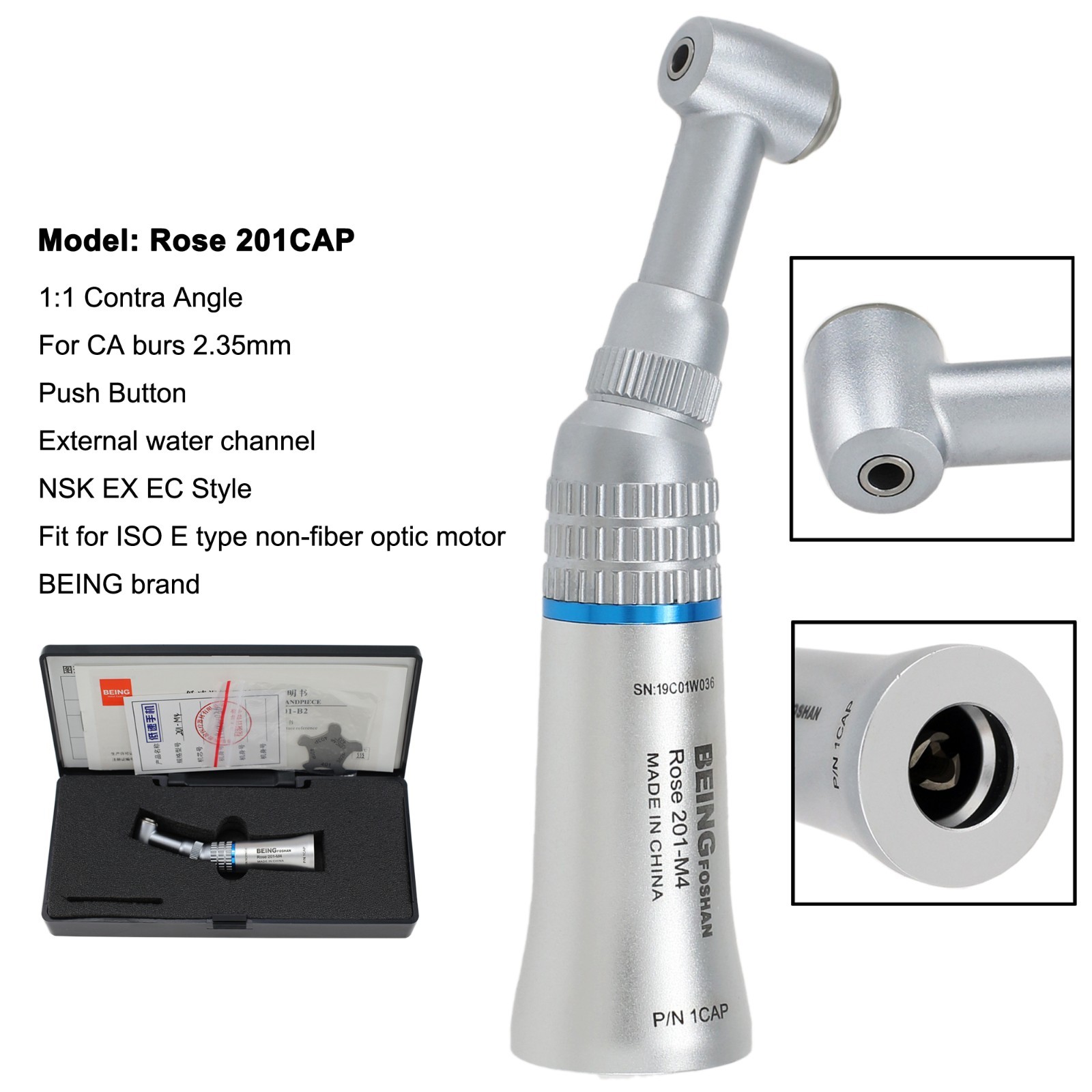 BEING Dental Contra Angle Straight Handpiece Air Motor 4 Hole Low Speed NSK KAVO
