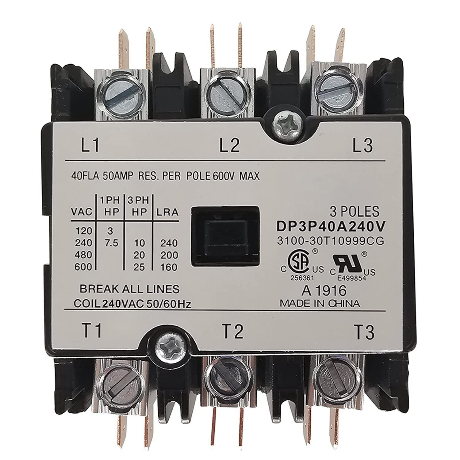 Contactor 40A 3 Pole 240V AC coil Definite Purpose Air Conditioning CONTACTOR