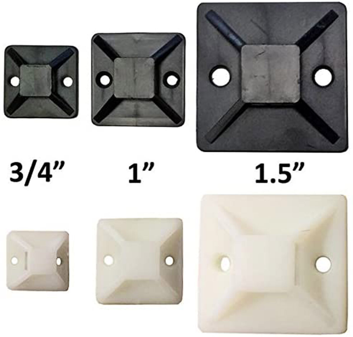 Adhesive Backed Mounting Bases – 50 Pack – Black / White – Electriduct