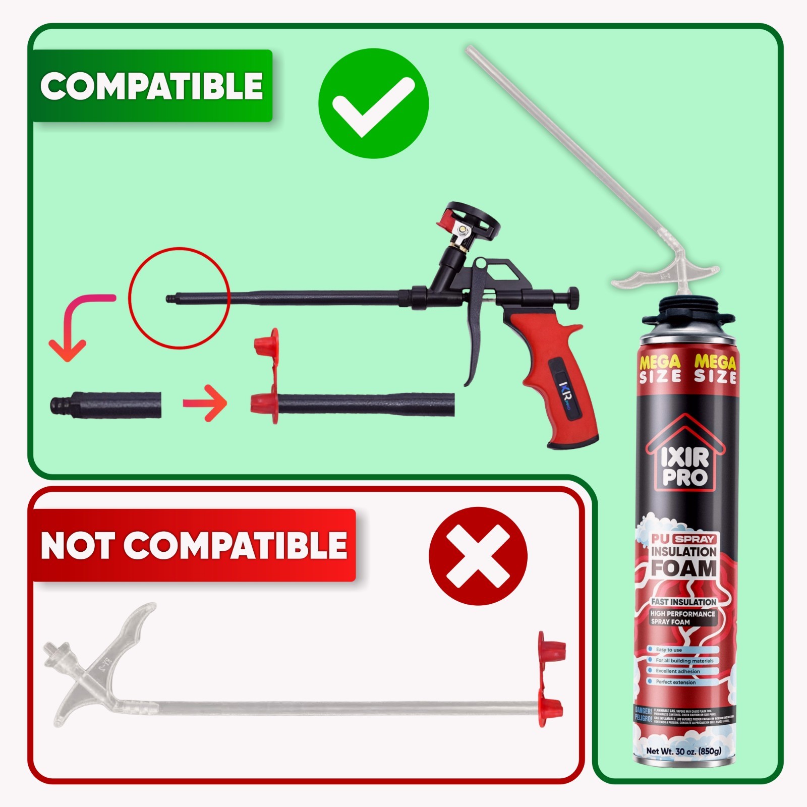 Spray Foam Insulation Can (12 x 30 oz. / 850 g) Expanding Sealant, High Density