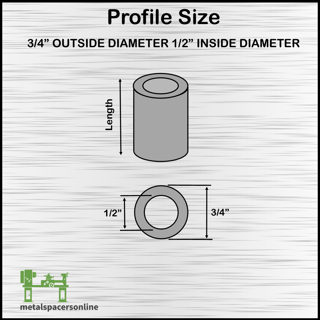 New Mild Steel Spacer Bushing 3/4″ OD x 1/2″ ID–Fits M12 or 1/2″ Bolts