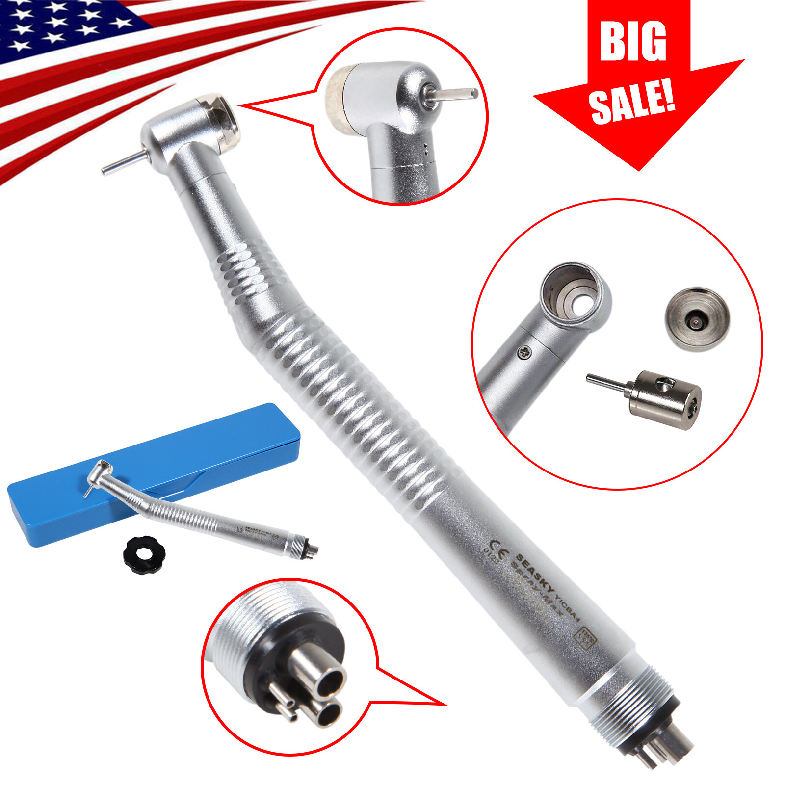 10 Pcs Seasky NSK PANA MAX Style Dental High Speed Turbine Handpiece Push 4Holes