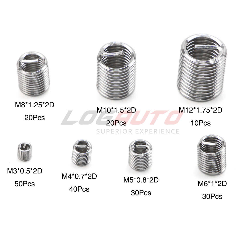 200Pcs Thread Insert Helicoil Kit M3 M4 M5 M6 M8 M10 M12 Inserts Stainless Steel