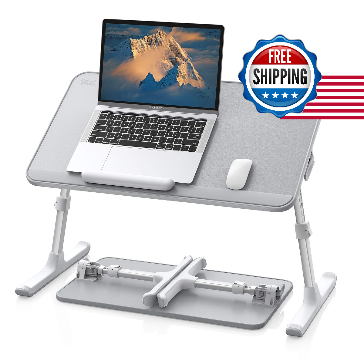 Saiji Leather Lap Desk Laptop Bed Tray Table Adjustable Laptop Stand For Bed