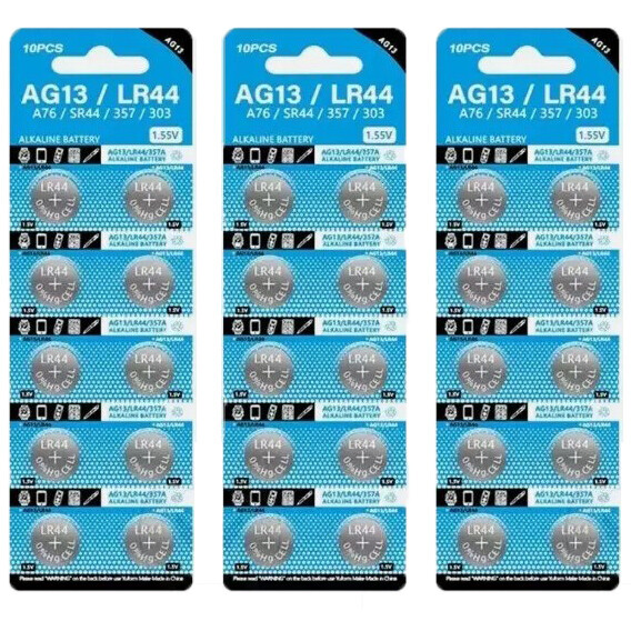 10Pcs AG13 LR44 A76 357 357A LR1154 SR1154 SR44 1.5V Button Battery Coin Cell