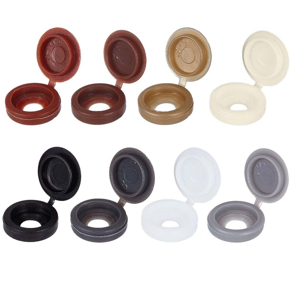 1 Box 200Pcs 8 Colors Hinged Screws Cover Caps Fold Snap Covers Plastic Shutter