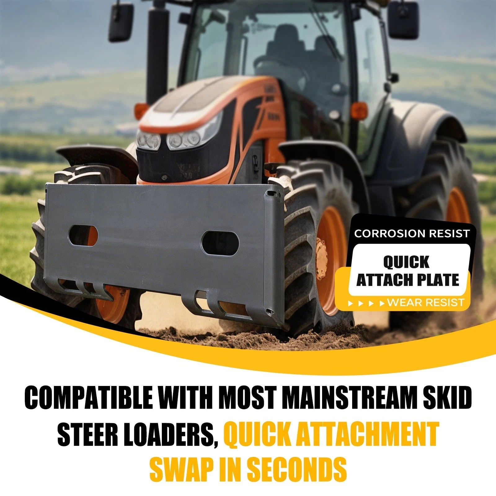 NEW 1/2″ Quick Tach Attachment Skid Steer Mount Plate Adapter Loader