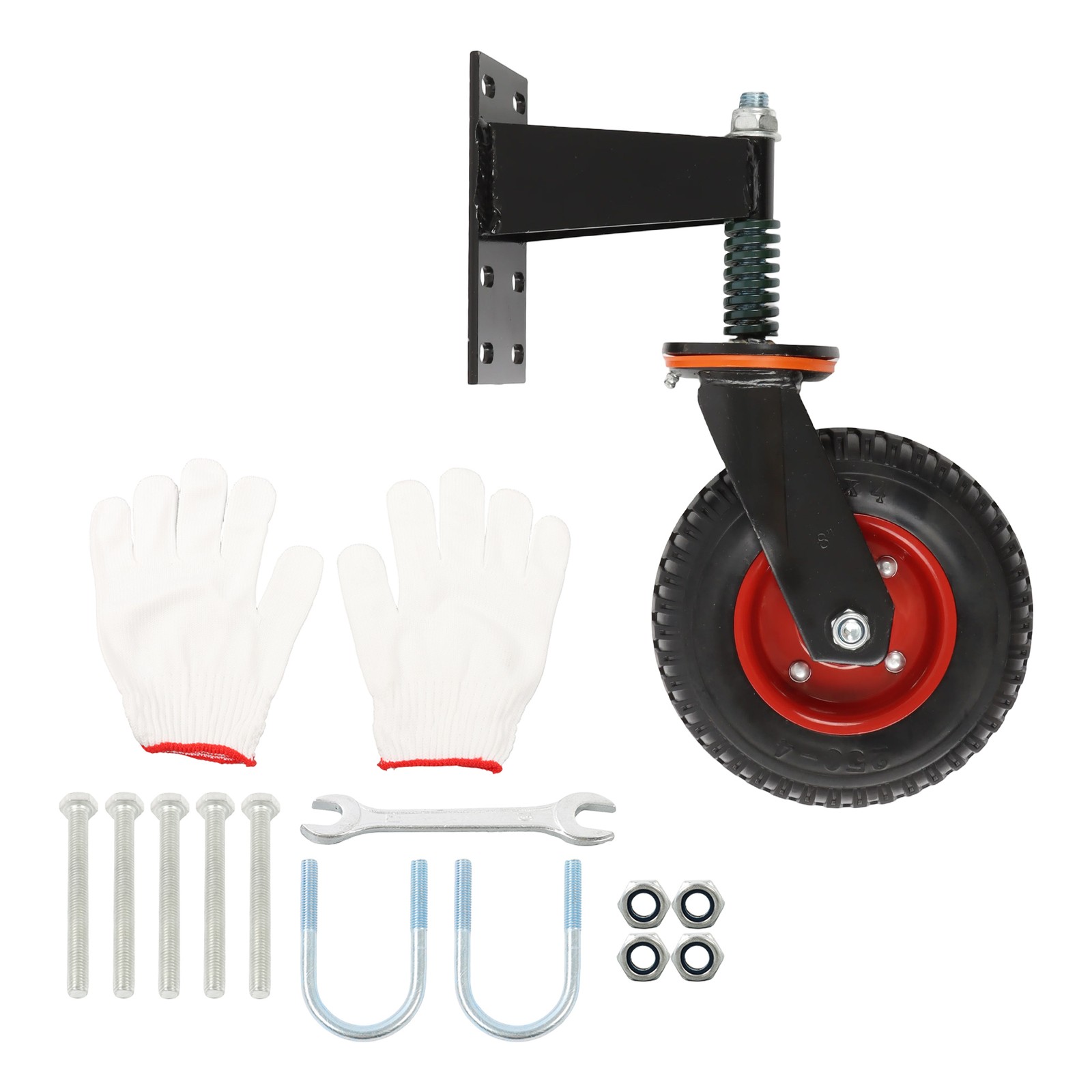 1Pack 8″ Heavy Duty Gate Casters Rubber Wheel Dual installation option 600LB,Red