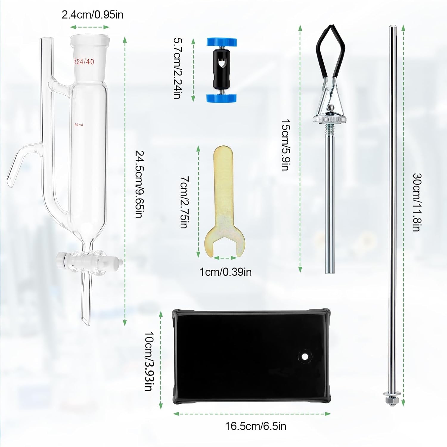 60ml Glass Water Oil Receiver Separator for Distillation Essential Oil 24/40