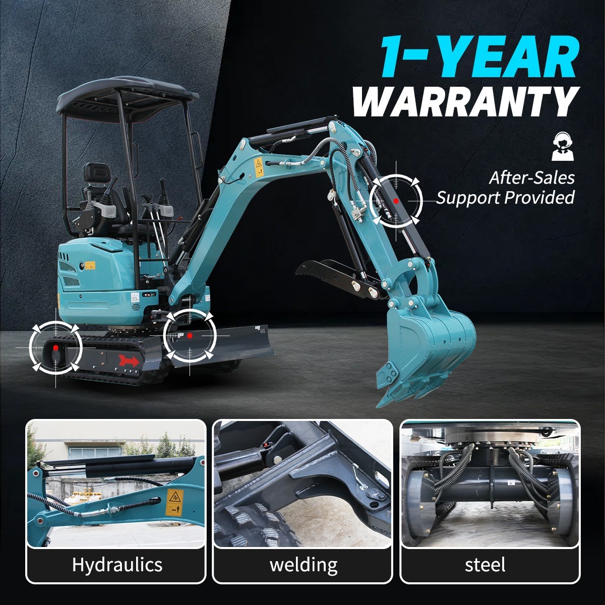 2.5 Ton Mini Excavator Kubota D902 Diesel EPA Expandable Tracks Side Swing