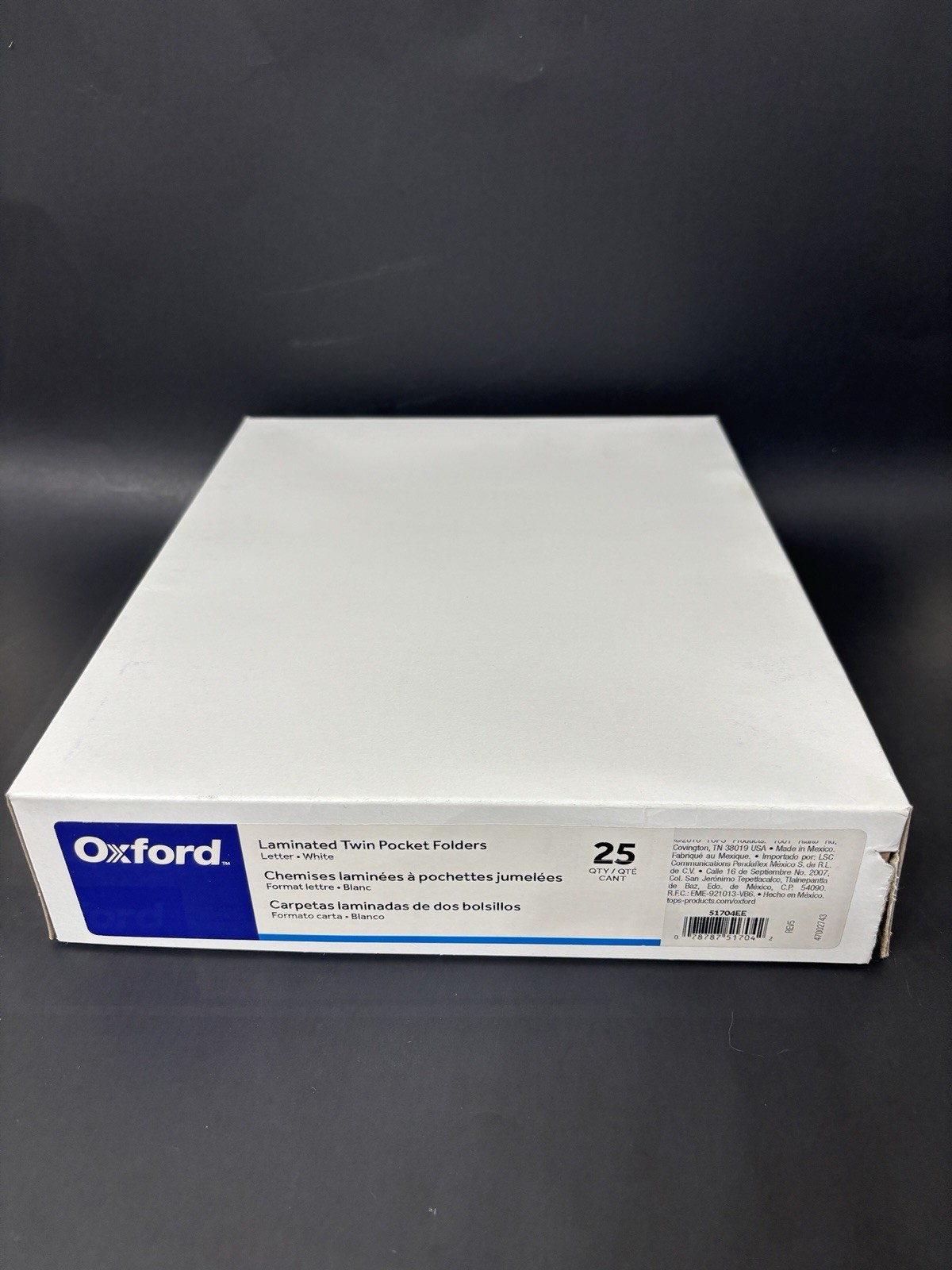 Oxford White Laminated Twin Pocket Folders – Letter – 8.50″ X 11″ – 23 Folders