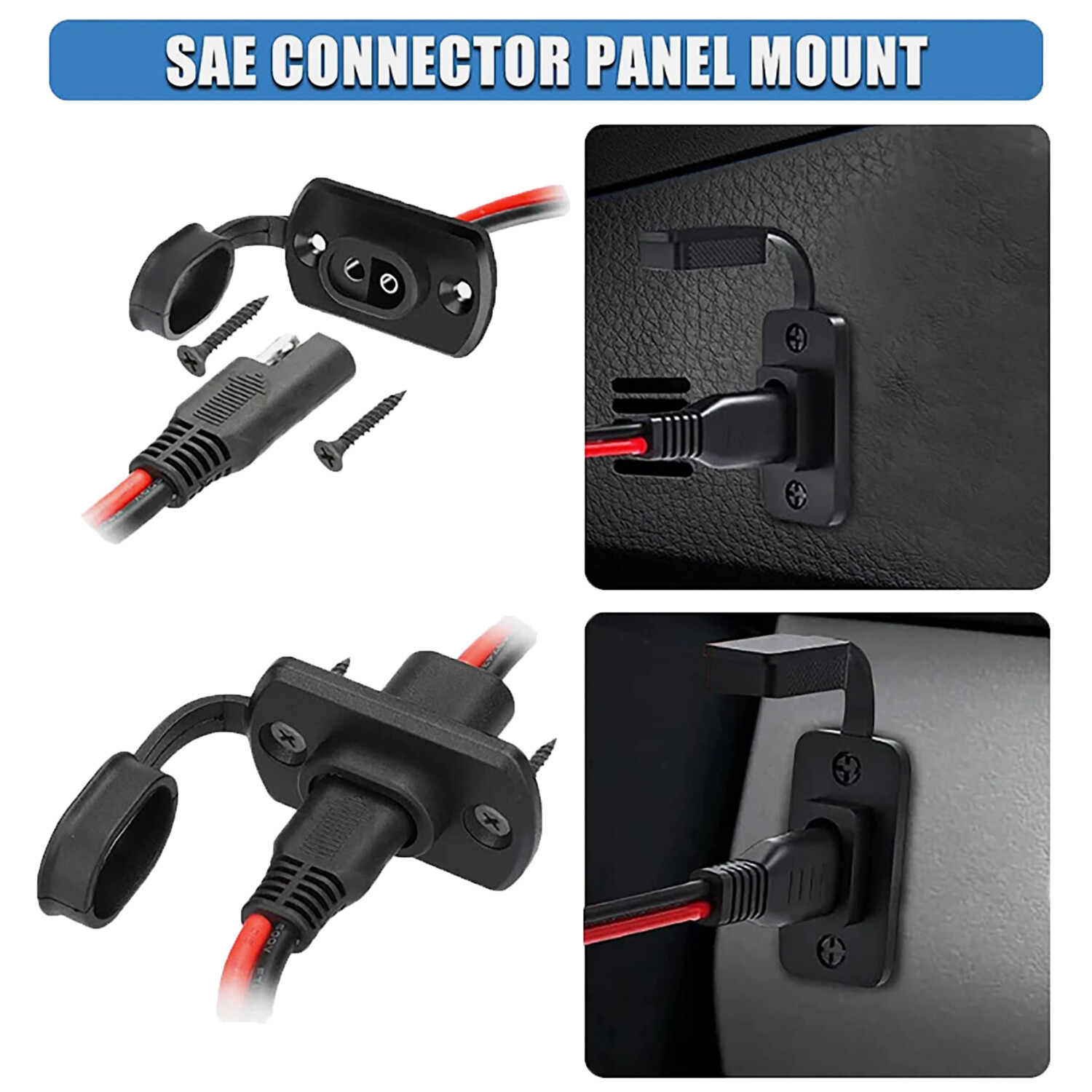 3x SAE Connector Harness, 1FT 12AWG SAE Adapter Male Plug to Female Socket Cable