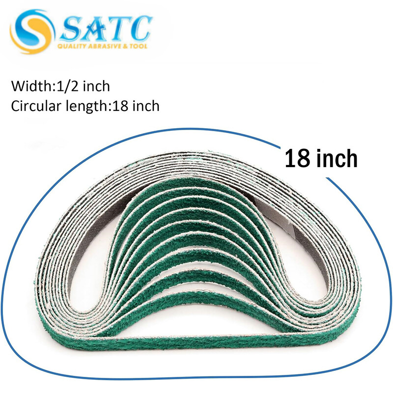 SATC 10 Pack 1/2″ x 18″ Zirconia Sanding Belts 36 Grit for Air File Belt Sander
