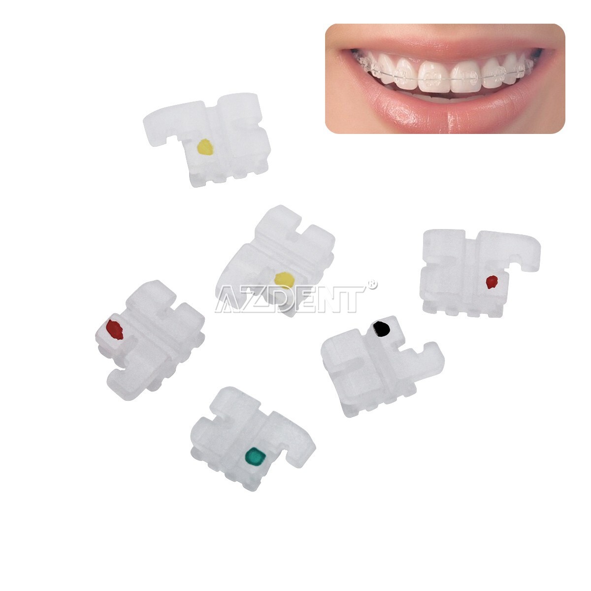 AZDENT Dental Orthodontic Ceramic Brackets Braces Roth MBT .022 Hooks 3 4 5
