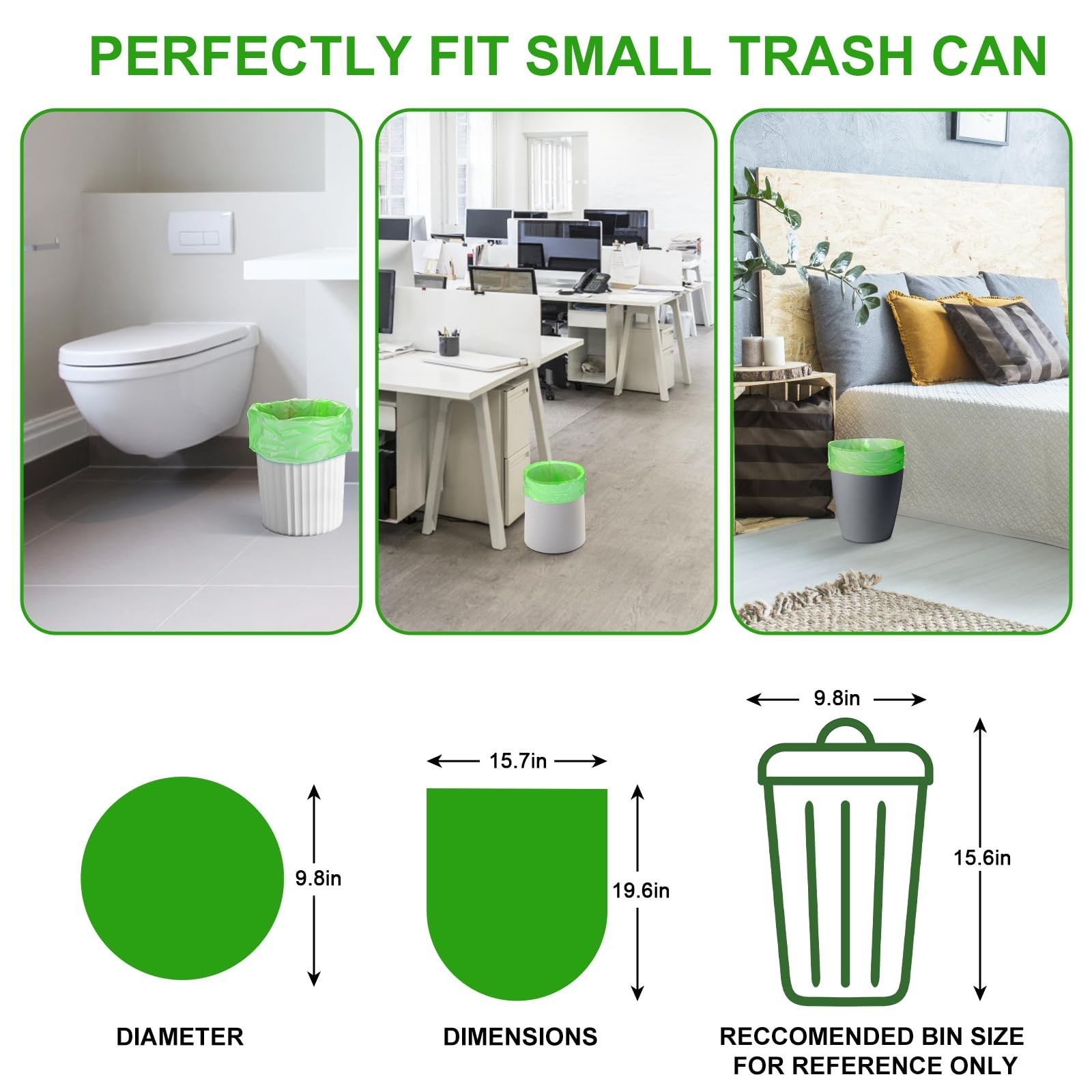 Compostable Trash Bags 2.6 Gallon – Unscented Biodegradable Small Garbage Bag…
