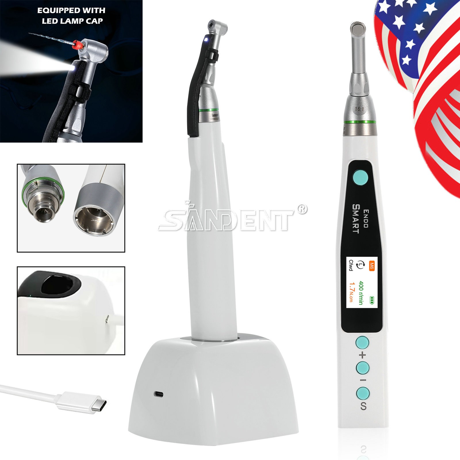 Dental 1:5 Fiber Optic LED Electric Contra Angle Increase Handpiece Ti-MAX X95L