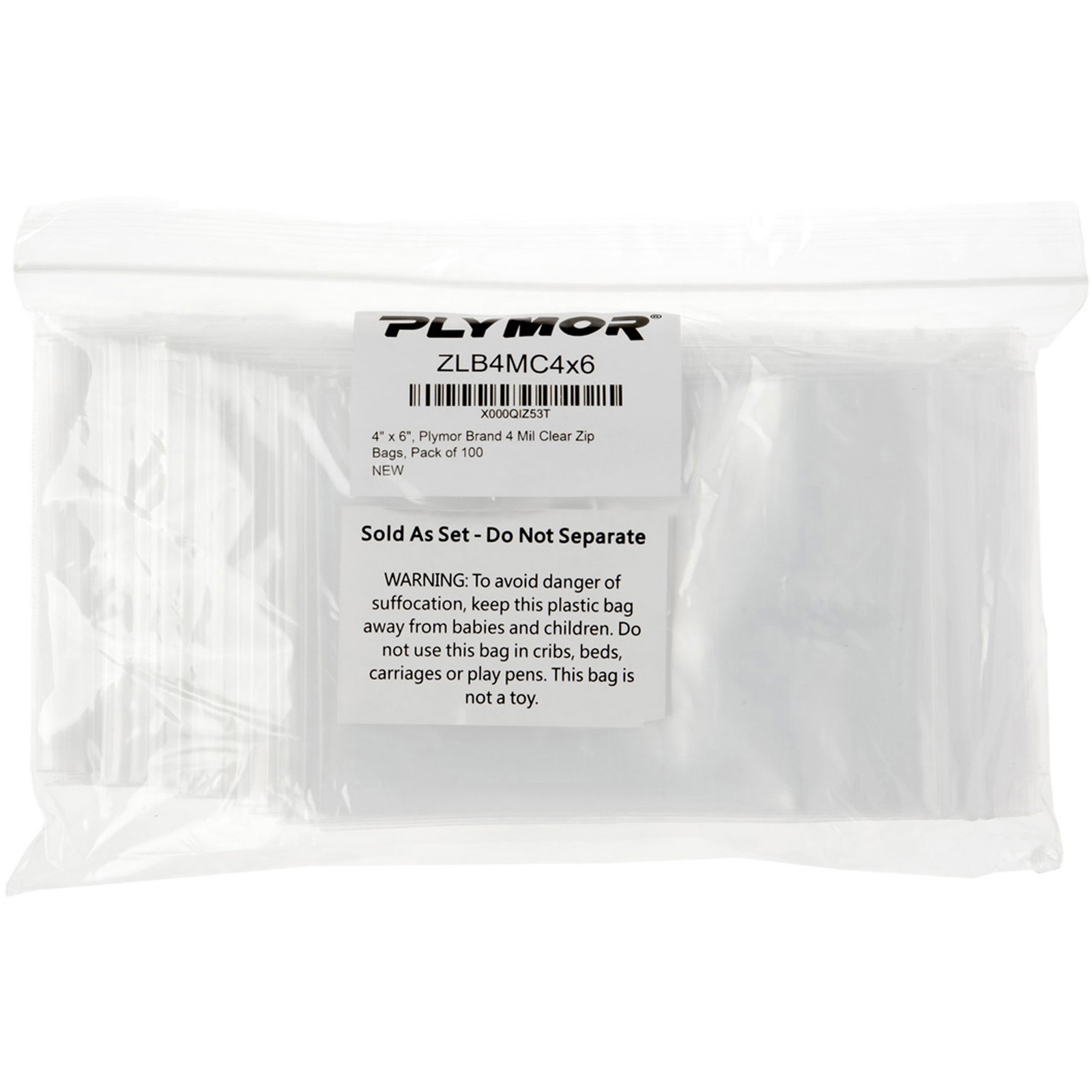 Plymor 4″ x 6″, 4 Mil Heavy Duty Zipper Reclosable Plastic Bags