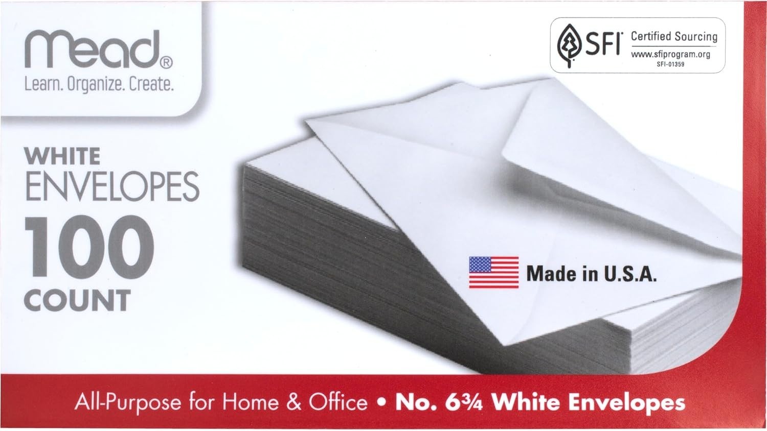 Meadwestvaco 100 Count White Gummed Security Envelopes, 6 3/4″ for Business Use