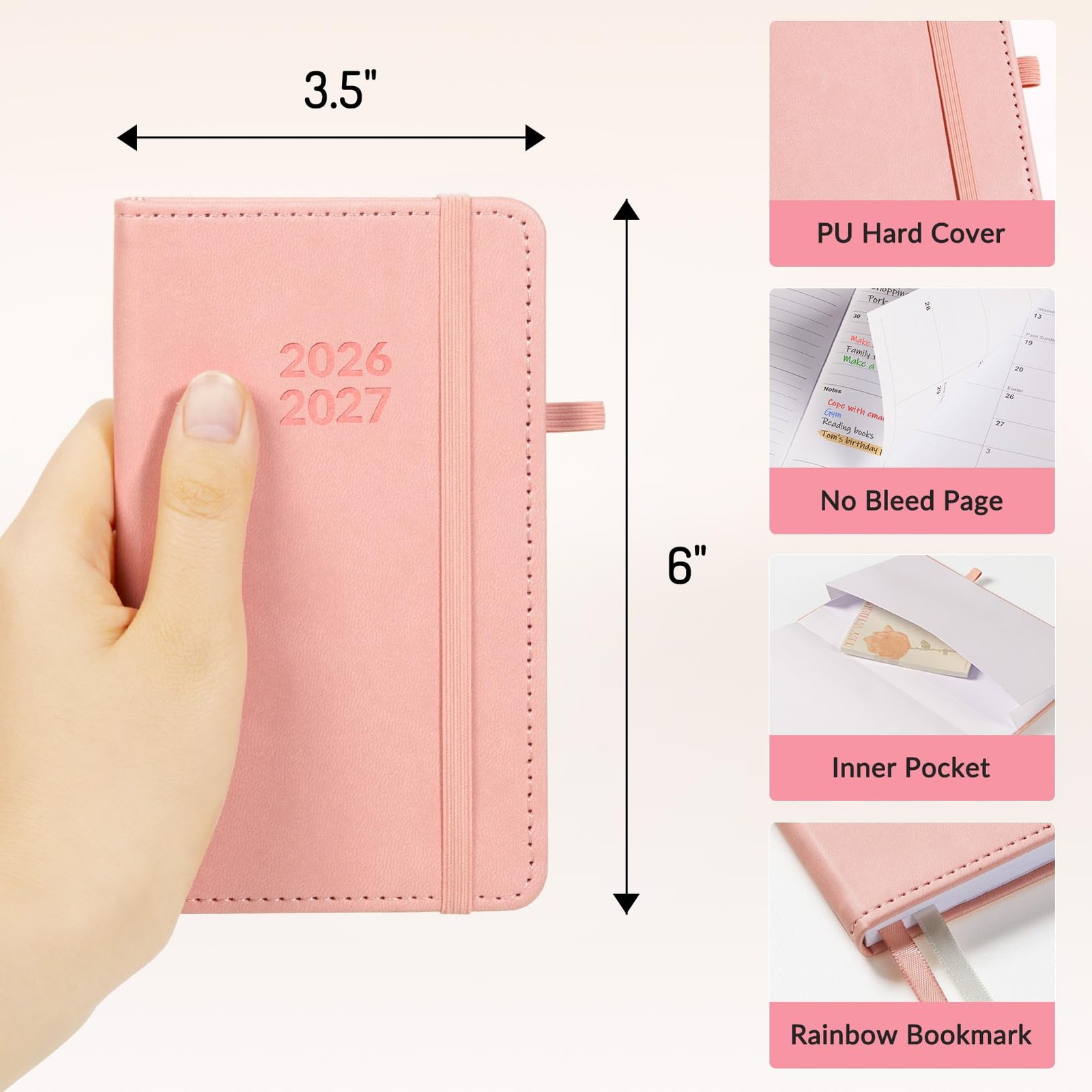 Pocket Planner 2026-2027, Weekly Monthly Planners for Purse, 3.5″ x 6″, July 202
